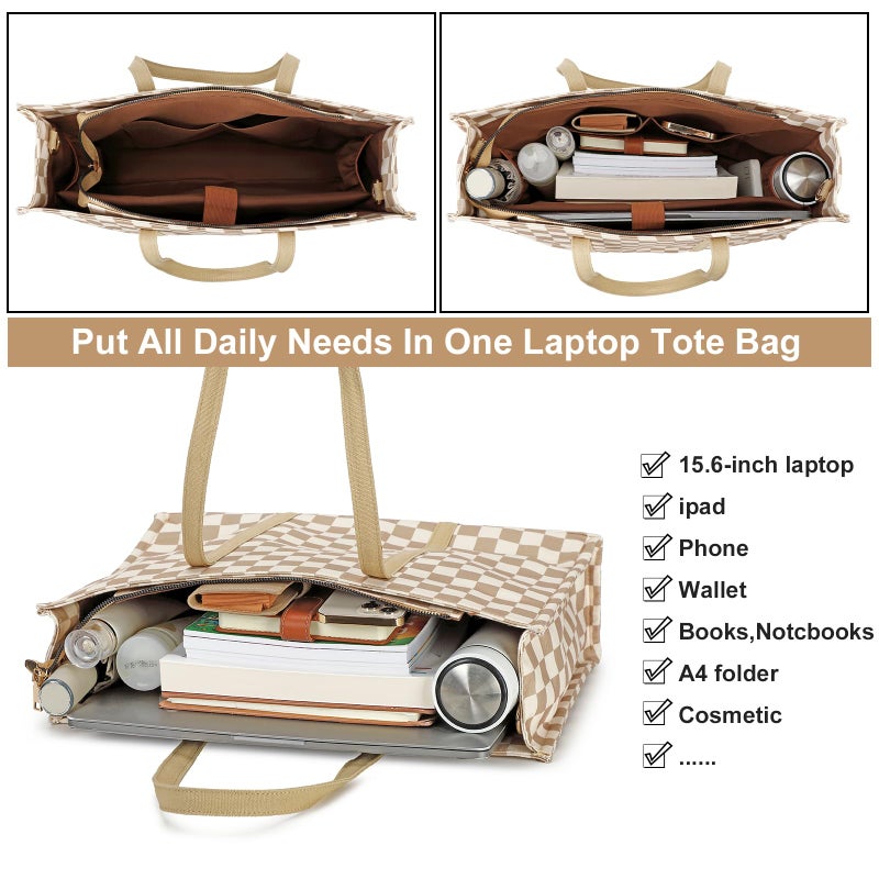BTOOP Laptop Tote Bag for Women Work 15.6 inch Canvas Shoulder Bags Computer Messenger Purse Teacher Handbag Office Briefcase - Image 5